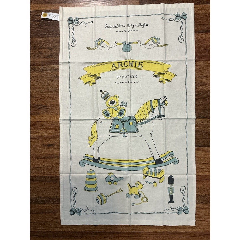 PRINCE HARRY & MEGHAN MARKLE ARCHIE BIRTH ANNOUNCEMENT 2019 Cotton Tea Towel